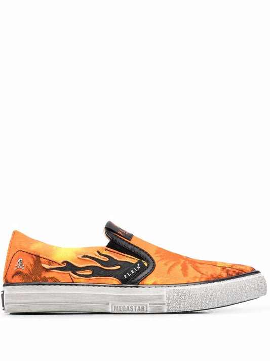 Philipp Plein flame print slip-on sneakers
