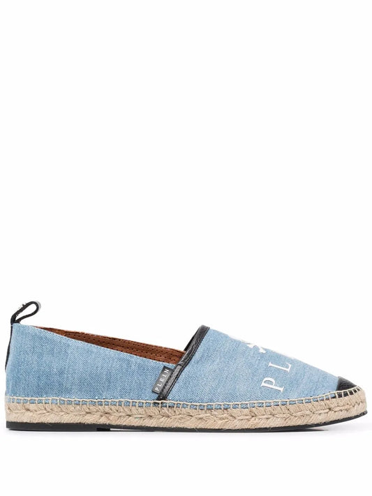 Philipp Plein skull logo denim espadrilles