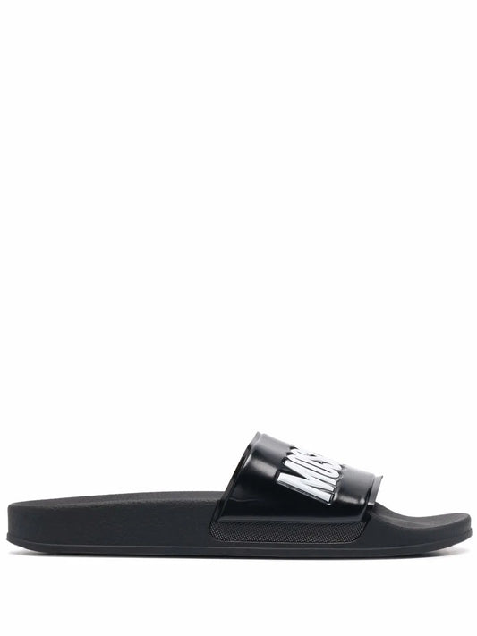 Moschino logo embossed slides