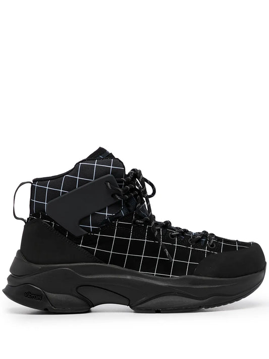 Undercover lace-up checked ankle boots
