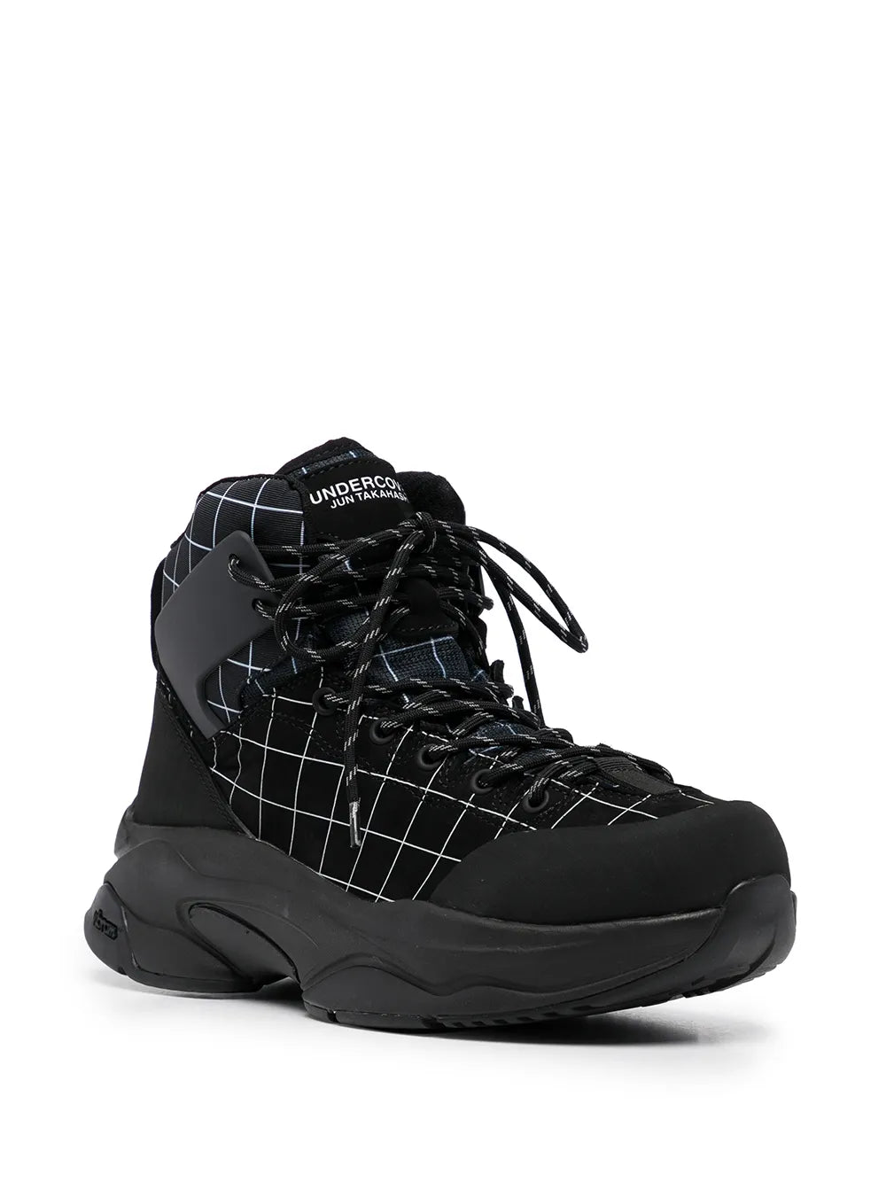 Undercover lace-up checked ankle boots