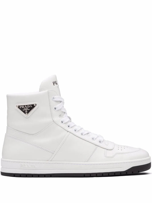 Prada Perforated triangle-logo high-top sneakers