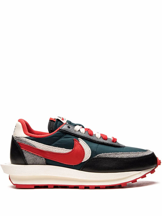 Nike x Undercover x sacai x LDWaffle "Midnight Spruce University Red" sneakers