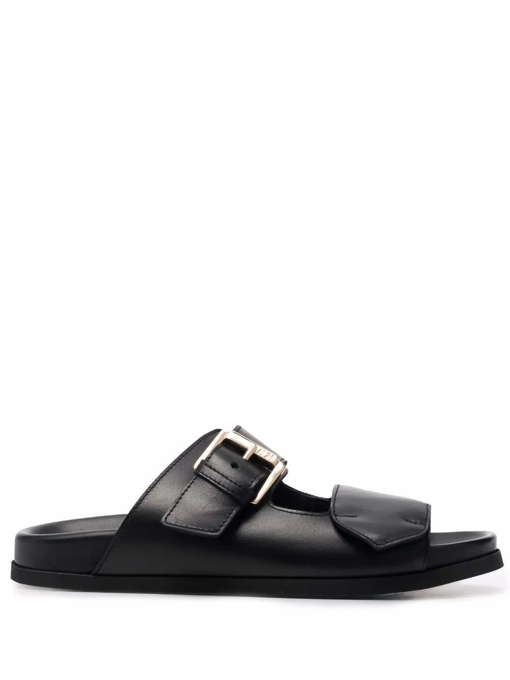 Nº21 buckled leather slides