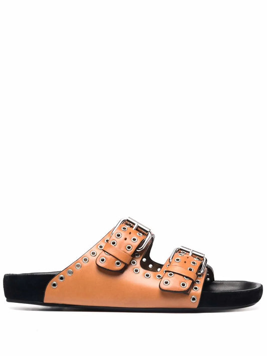 ISABEL MARANT eyelet-embellished leather sliders