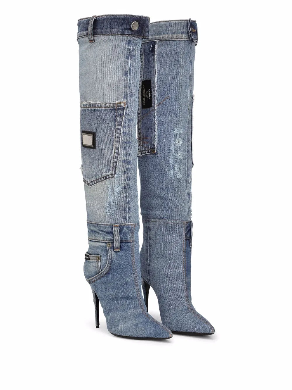 Dolce & Gabbana patchwork-denim knee-length boots