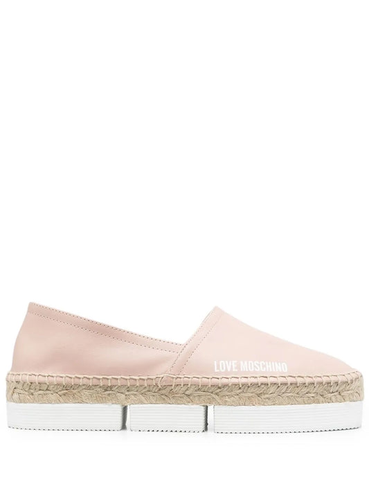 Love Moschino logo-print leather espadrilles