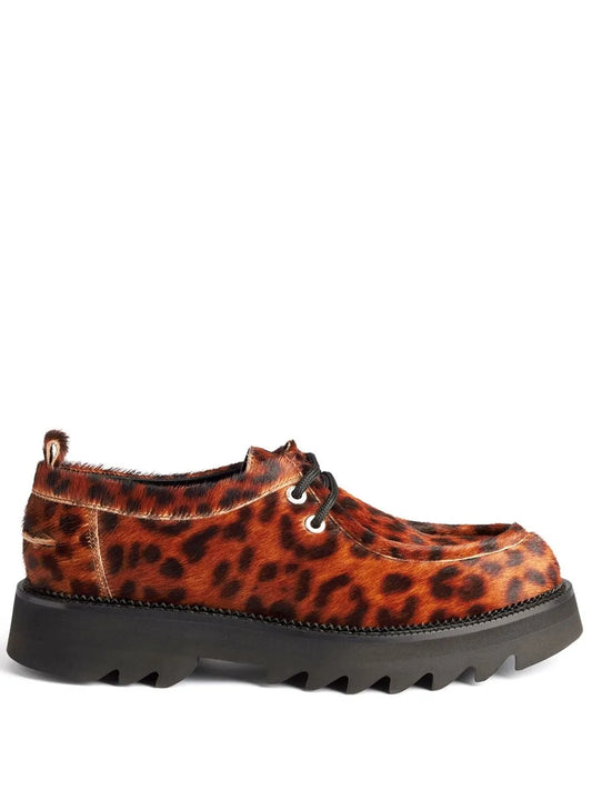 AMI Paris leopard-print lace-up platform shoes