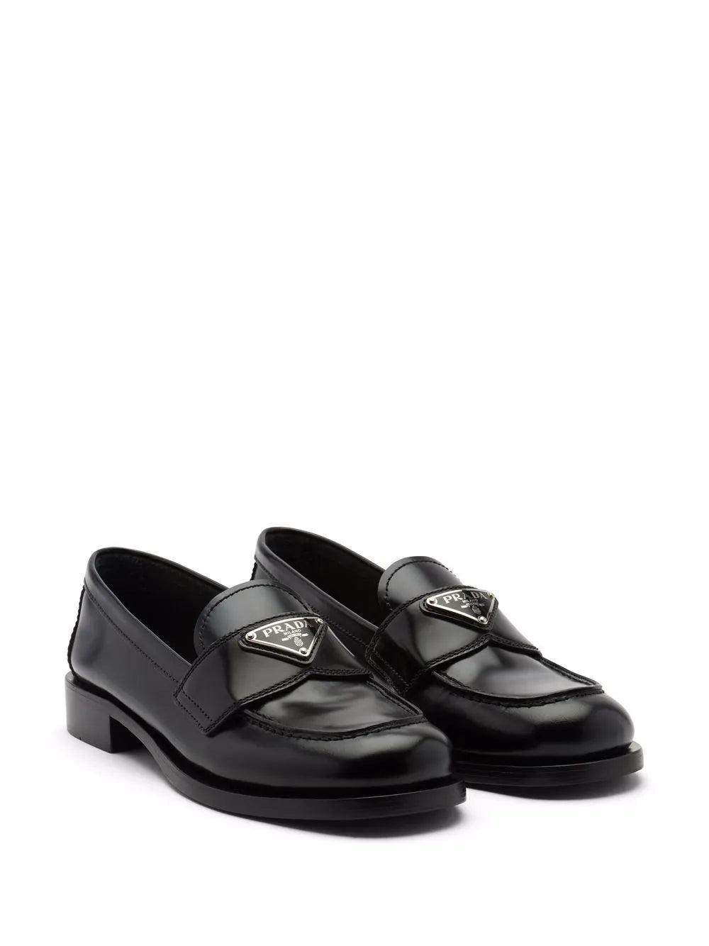 Prada triangle logo loafers