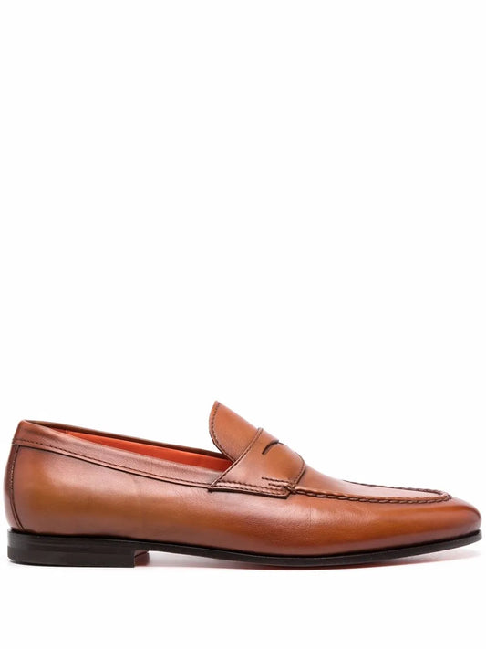 Santoni tonal leather loafers