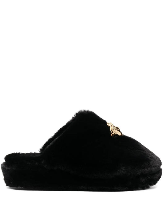 Versace Medusa faux-fur slippers