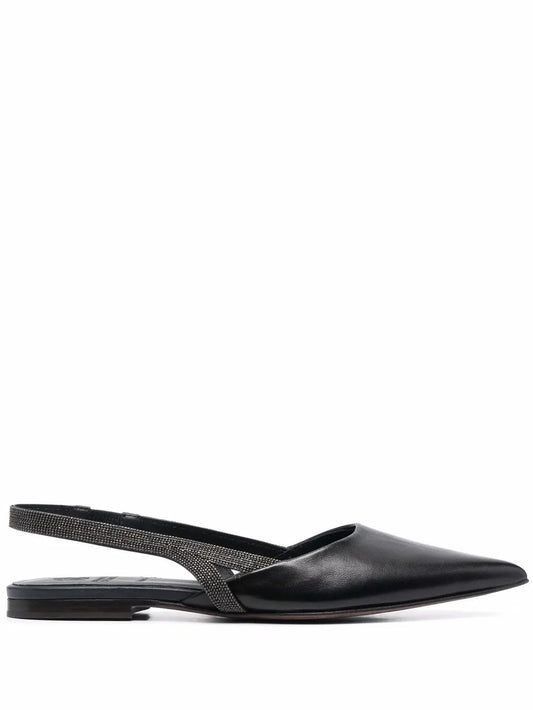 Brunello Cucinelli Monili-chain leather ballerina shoes 