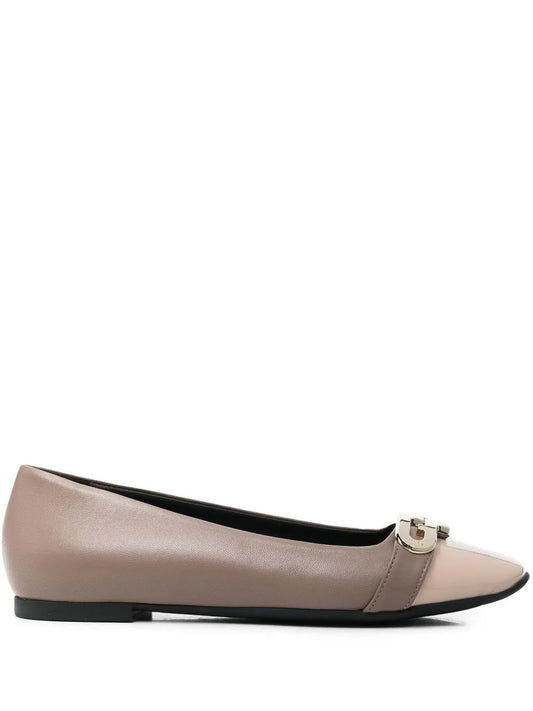 Furla logo-plaque detail ballerina shoes