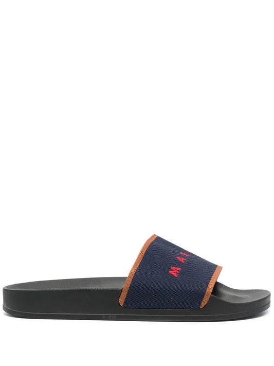 Marni jacquard logo flat slides