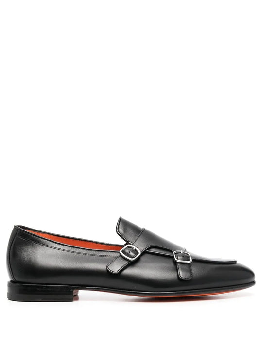 Santoni leather monk shoes
