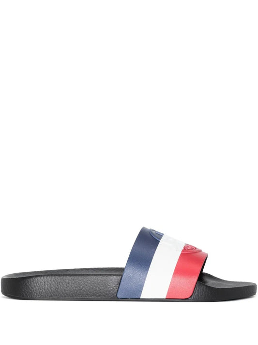 Moncler Basile striped flat slides