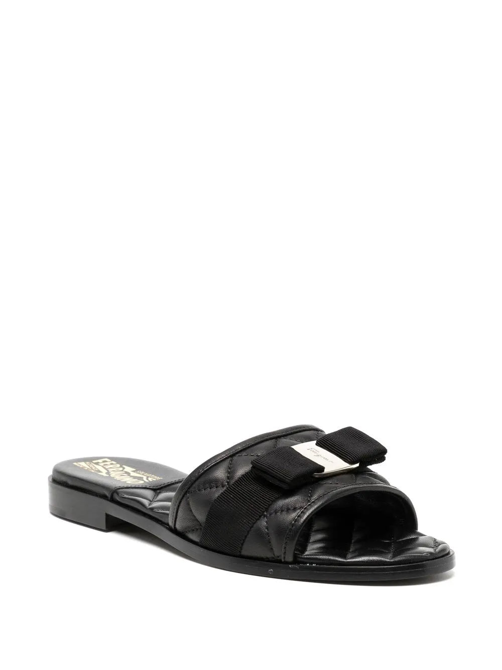 Ferragamo Vara bow quilted slides