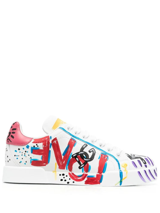 Dolce & Gabbana Portofino painted leather sneakers