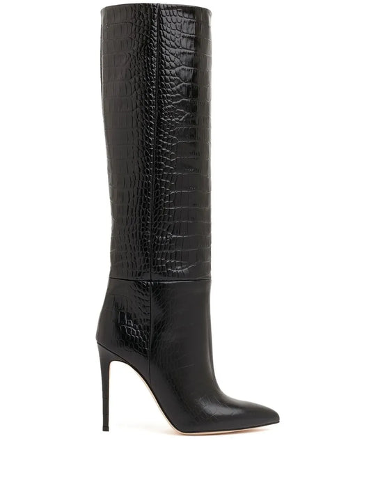 Paris Texas crocodile-effect 105mm knee-length boots