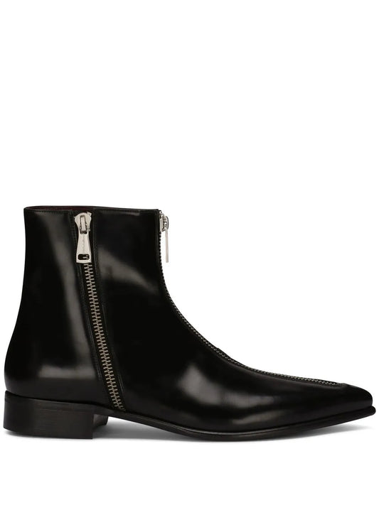 Dolce & Gabbana leather zip-detail ankle boots