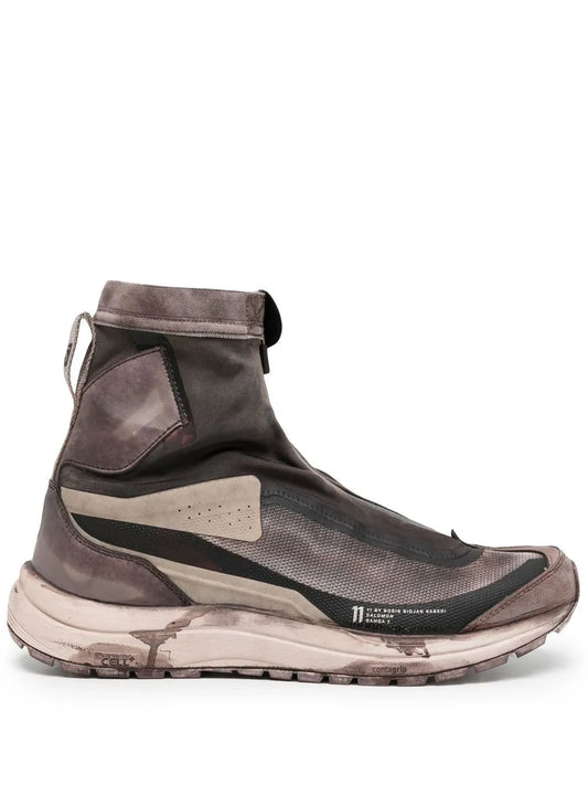 11 By Boris Bidjan Saberi distressed-effect panelled ankle boots