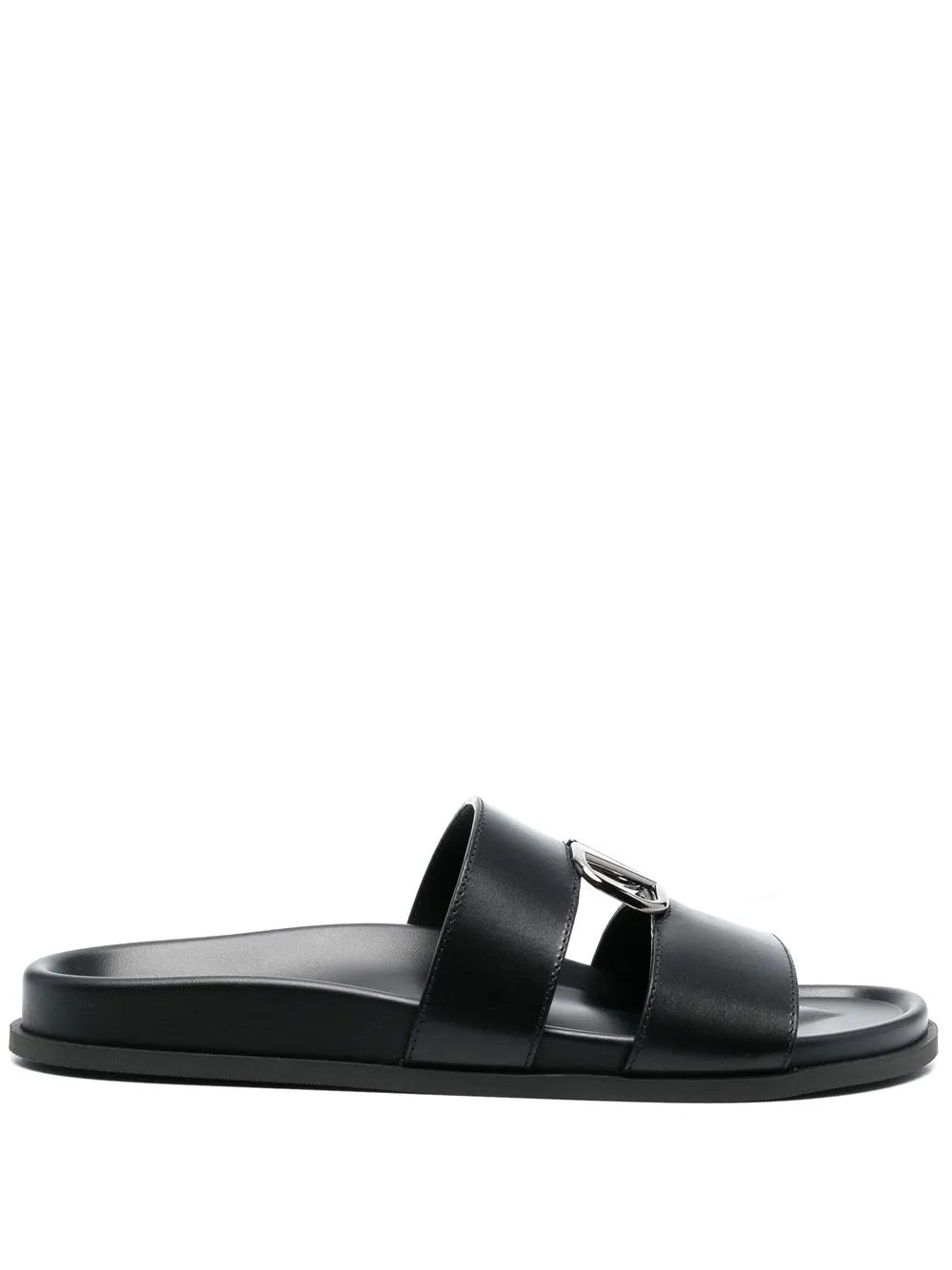 Valentino Garavani logo-plaque calf leather sandals