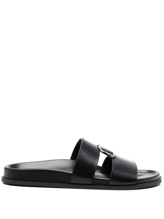 Valentino Garavani logo-plaque calf leather sandals