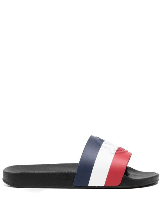 Moncler striped logo-embossed slides