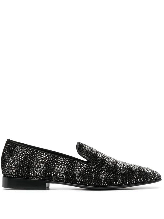Roberto Cavalli crystal-embellished leather loafers