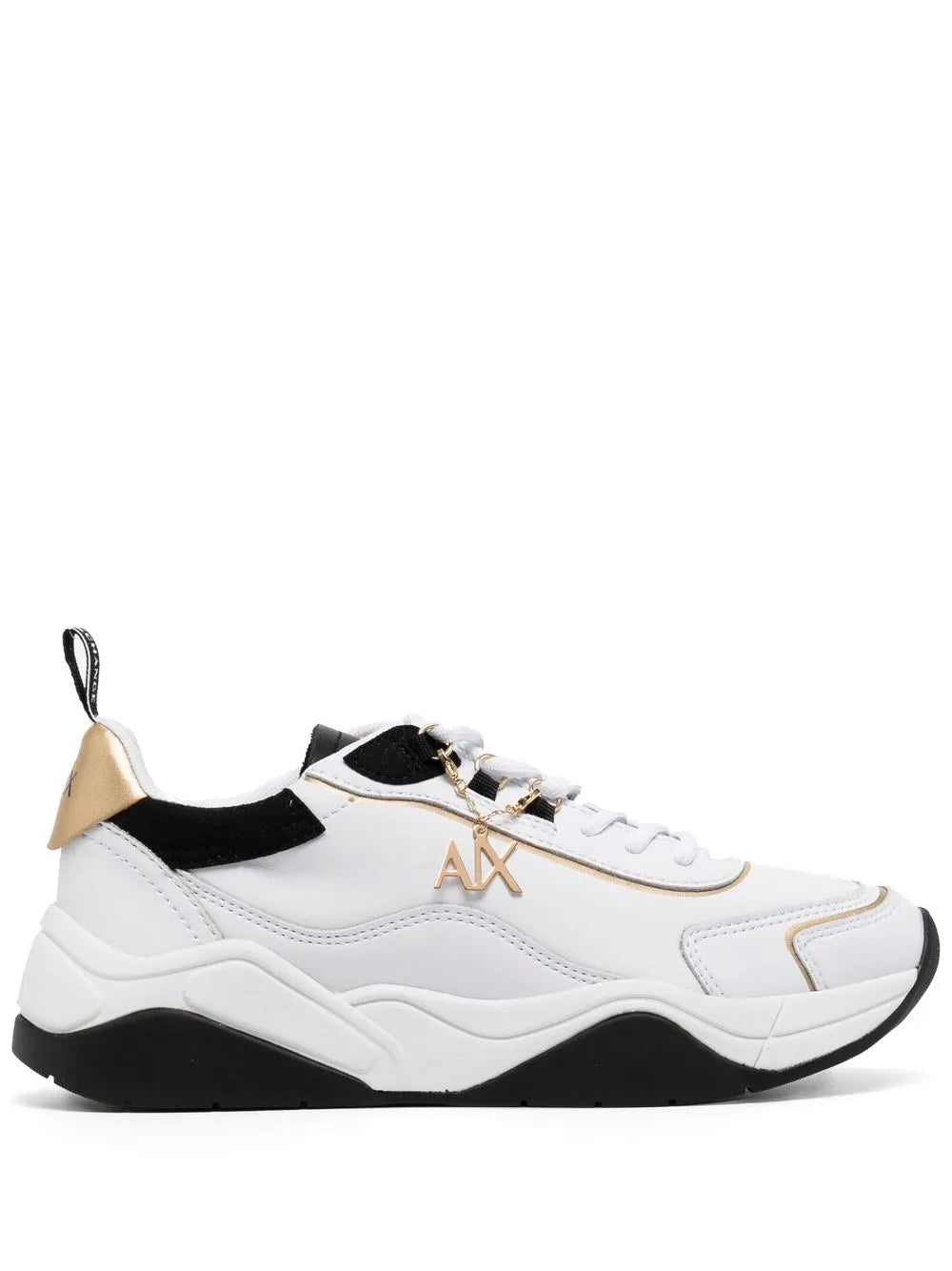 Armani Exchange logo-charm leather lace-up sneakers