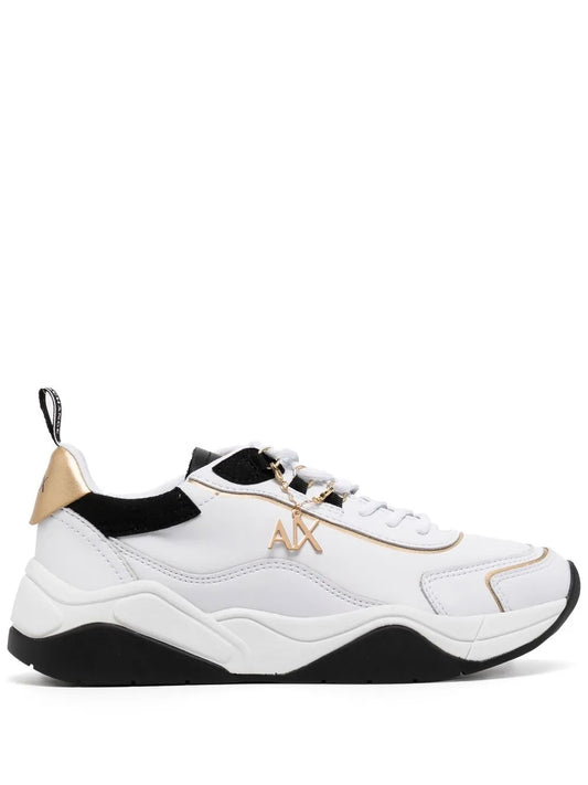 Armani Exchange logo-charm leather lace-up sneakers