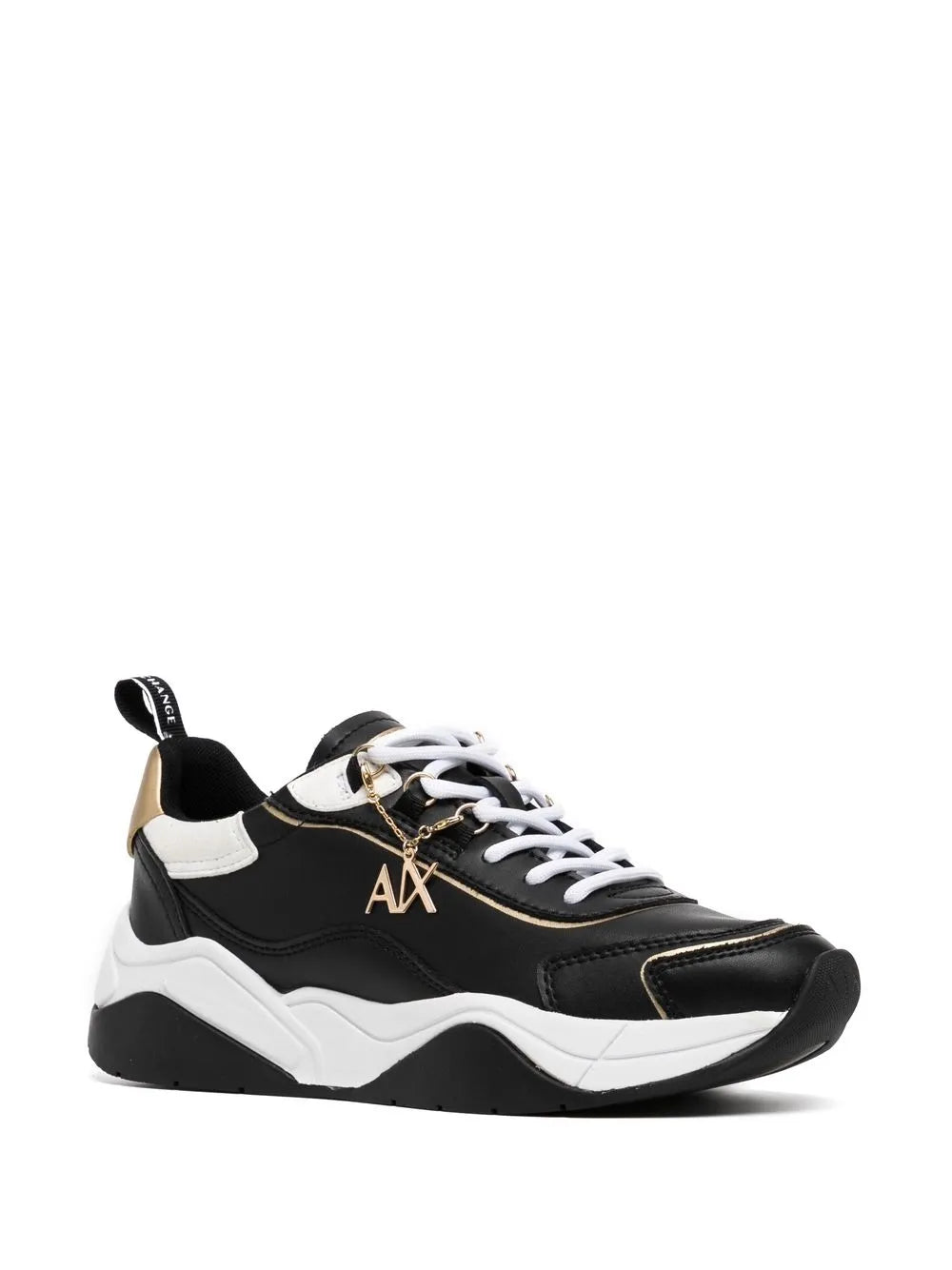 Armani Exchange logo-charm leather lace-up sneakers