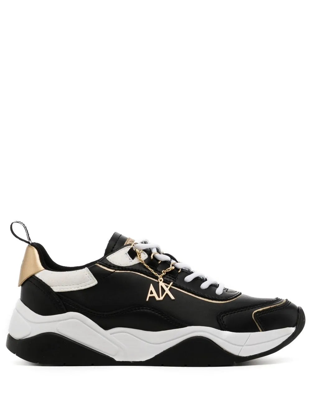 Armani Exchange logo-charm leather lace-up sneakers