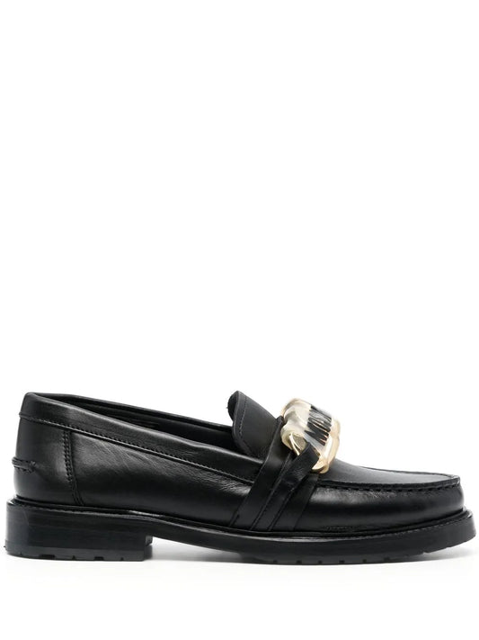 Moschino logo-plaque leather loafers
