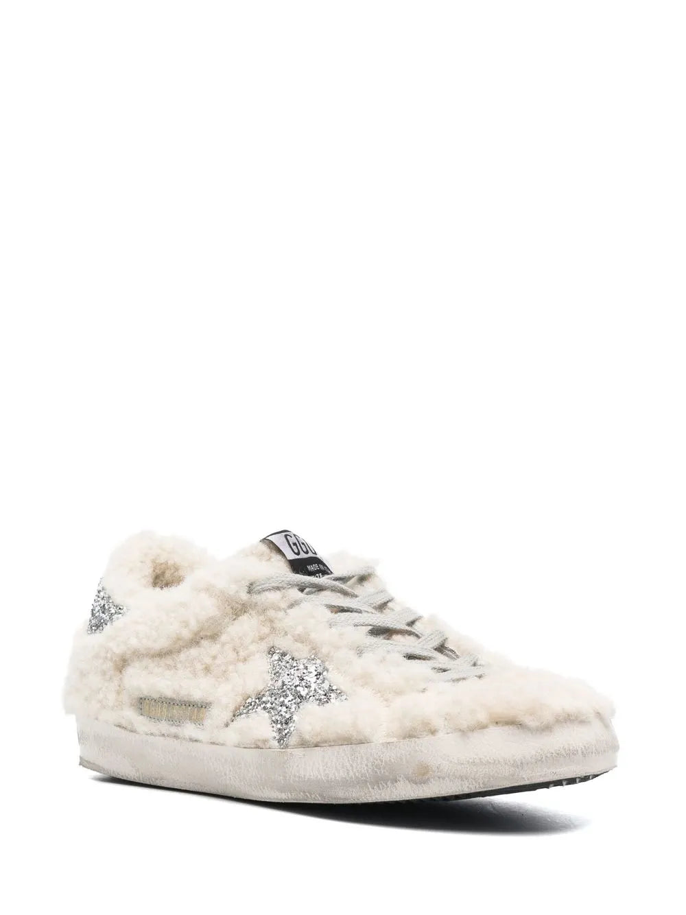 Golden Goose shearling-panel glitter sneakers