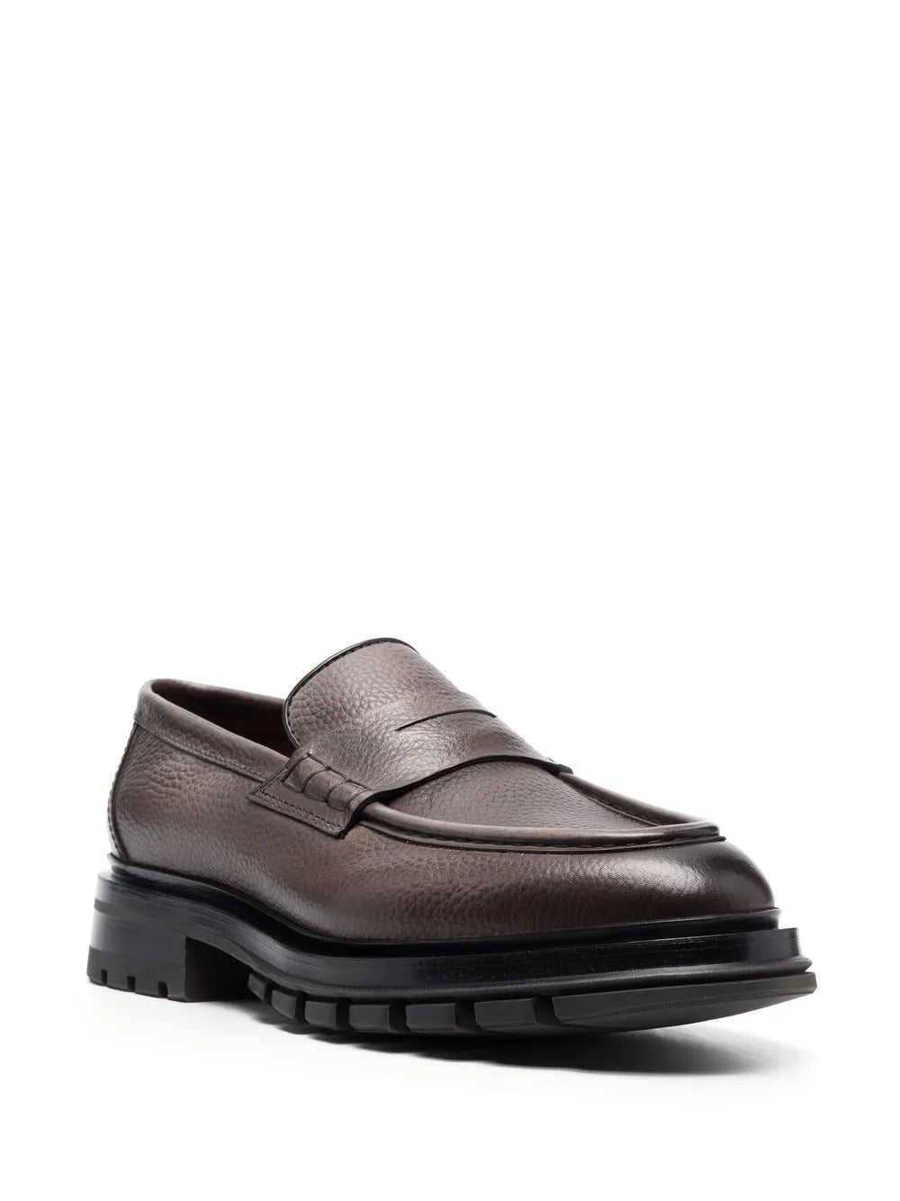 Santoni grained leather loafers