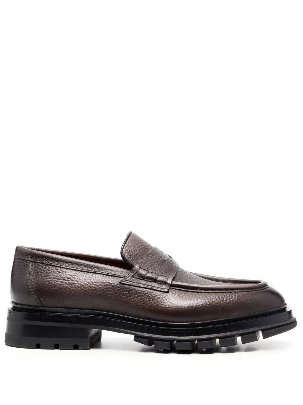 Santoni grained leather loafers