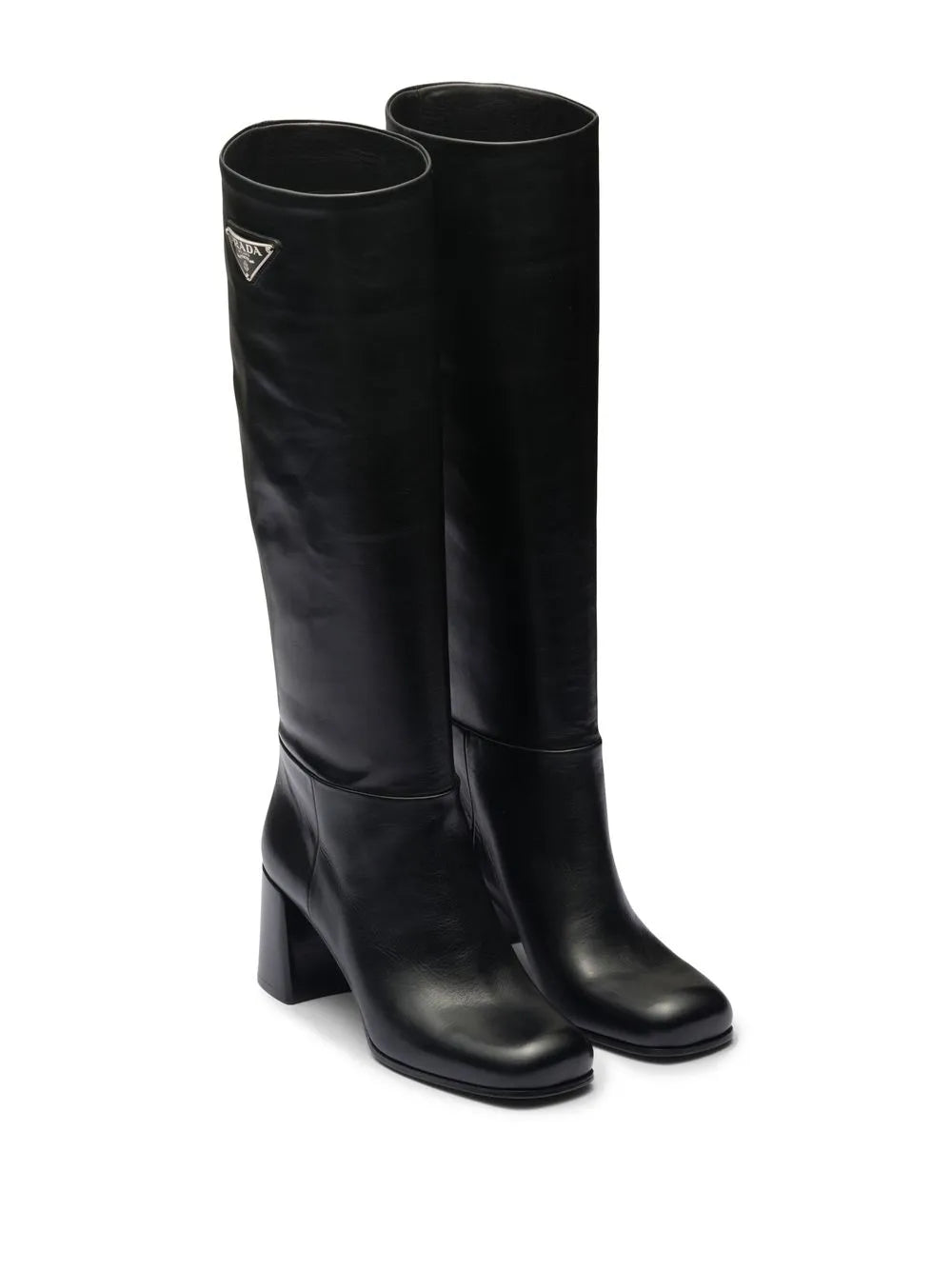 Prada logo plaque leather boots