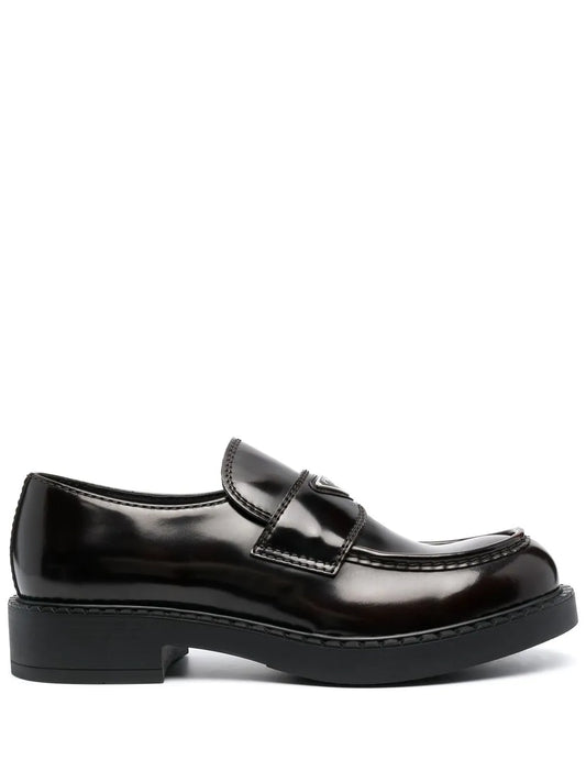 Prada logo-plaque polished-finish loafers