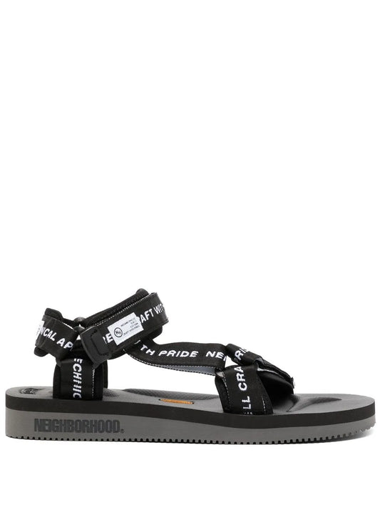 Neighborhood logo-tape flat sandals 
