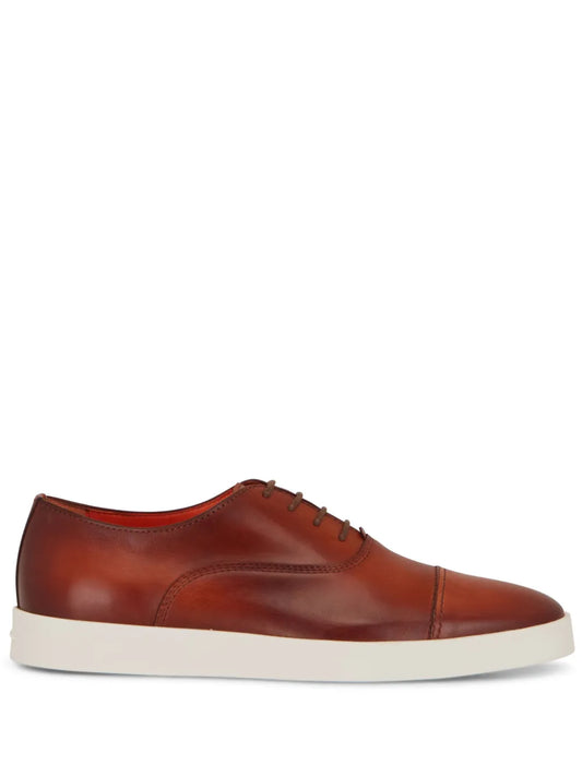 Santoni leather lace-up loafers