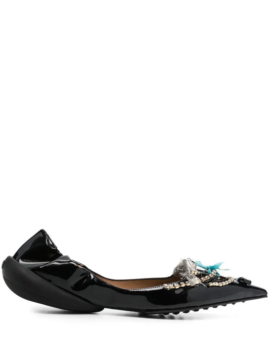 13 09 SR 20mm crystal-embellished pointed ballerina shoes