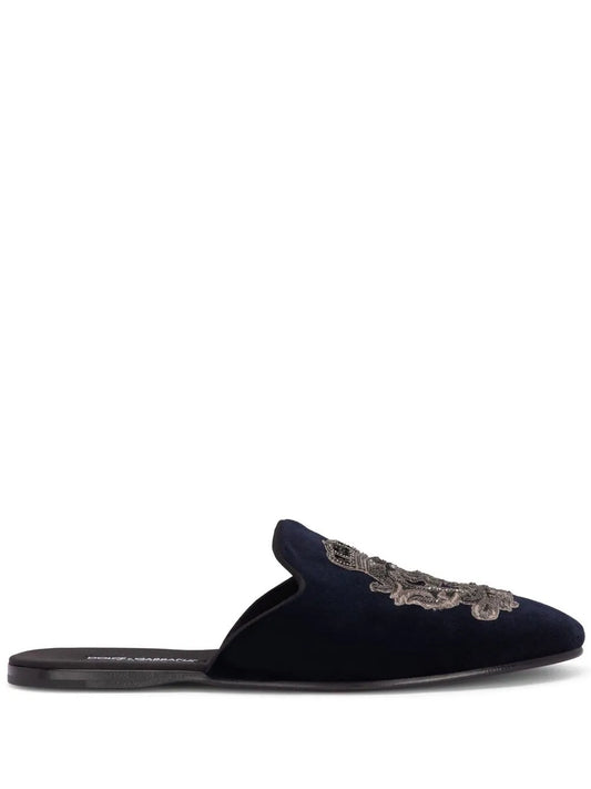 Dolce & Gabbana embroidered velvet slippers
