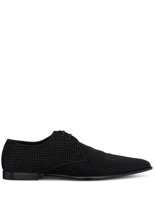 Dolce & Gabbana logo-print velvet derby shoes