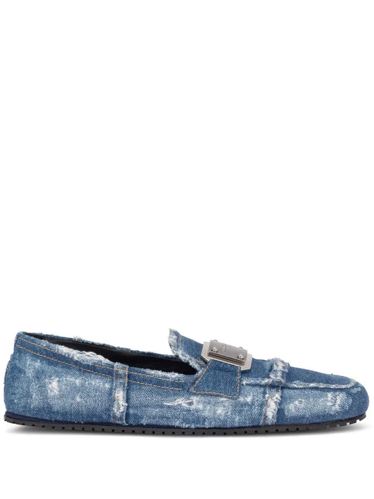 Dolce & Gabbana logo-tag patchwork-denim loafers