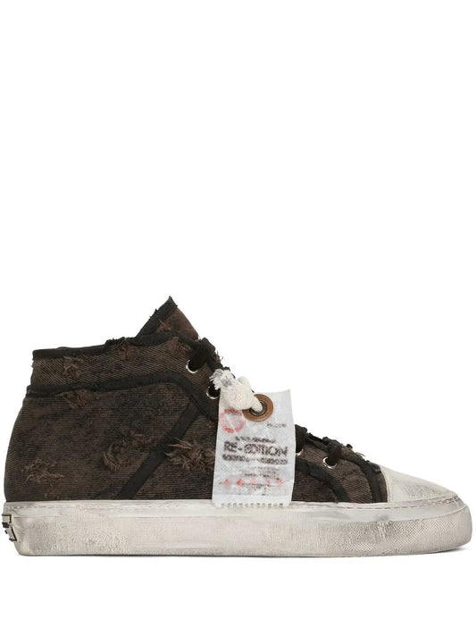 Dolce & Gabbana patchwork-denim mid-top sneakers