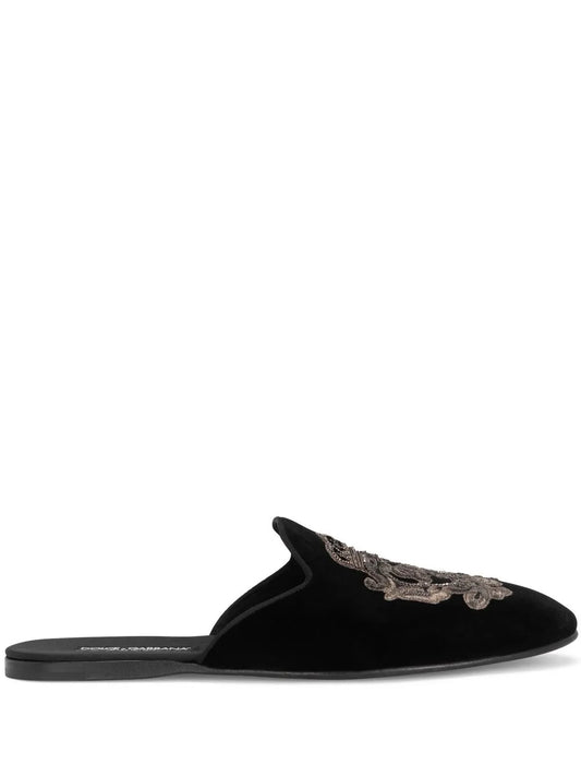 Dolce & Gabbana embroidered velvet slippers