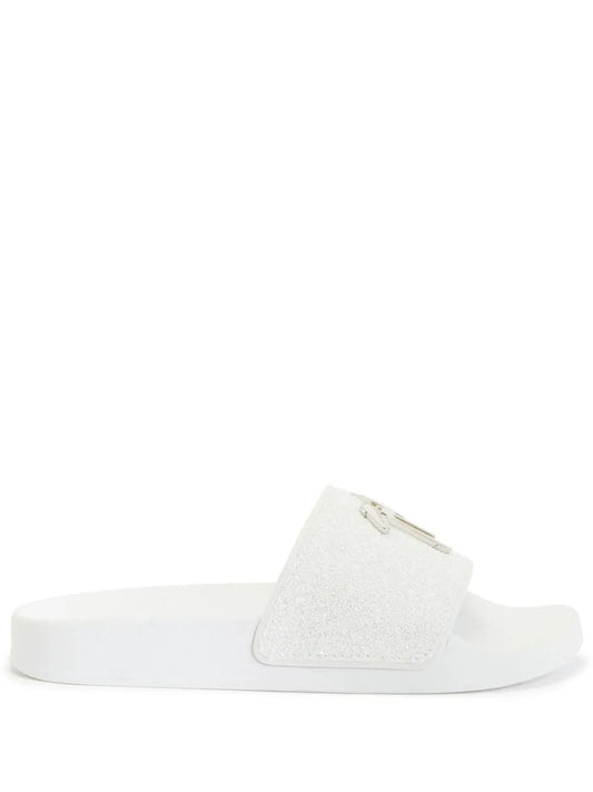 Giuseppe Zanotti logo-plaque glitter sliders