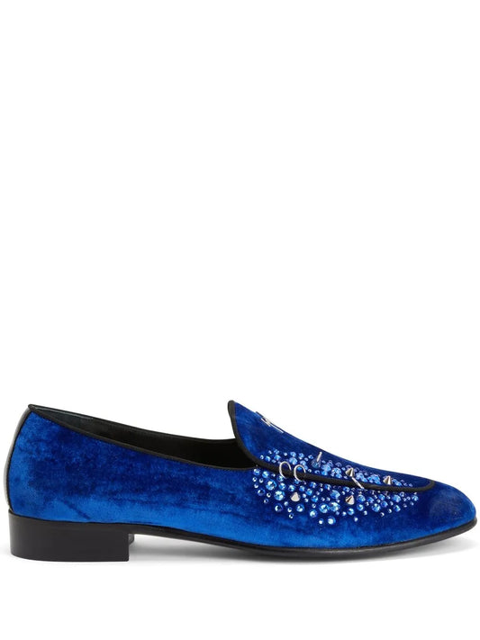 Giuseppe Zanotti velvet-effect rhinestone loafers 