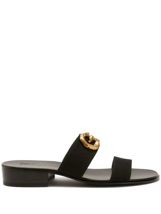 Giuseppe Zanotti logo-plaque leather slides 